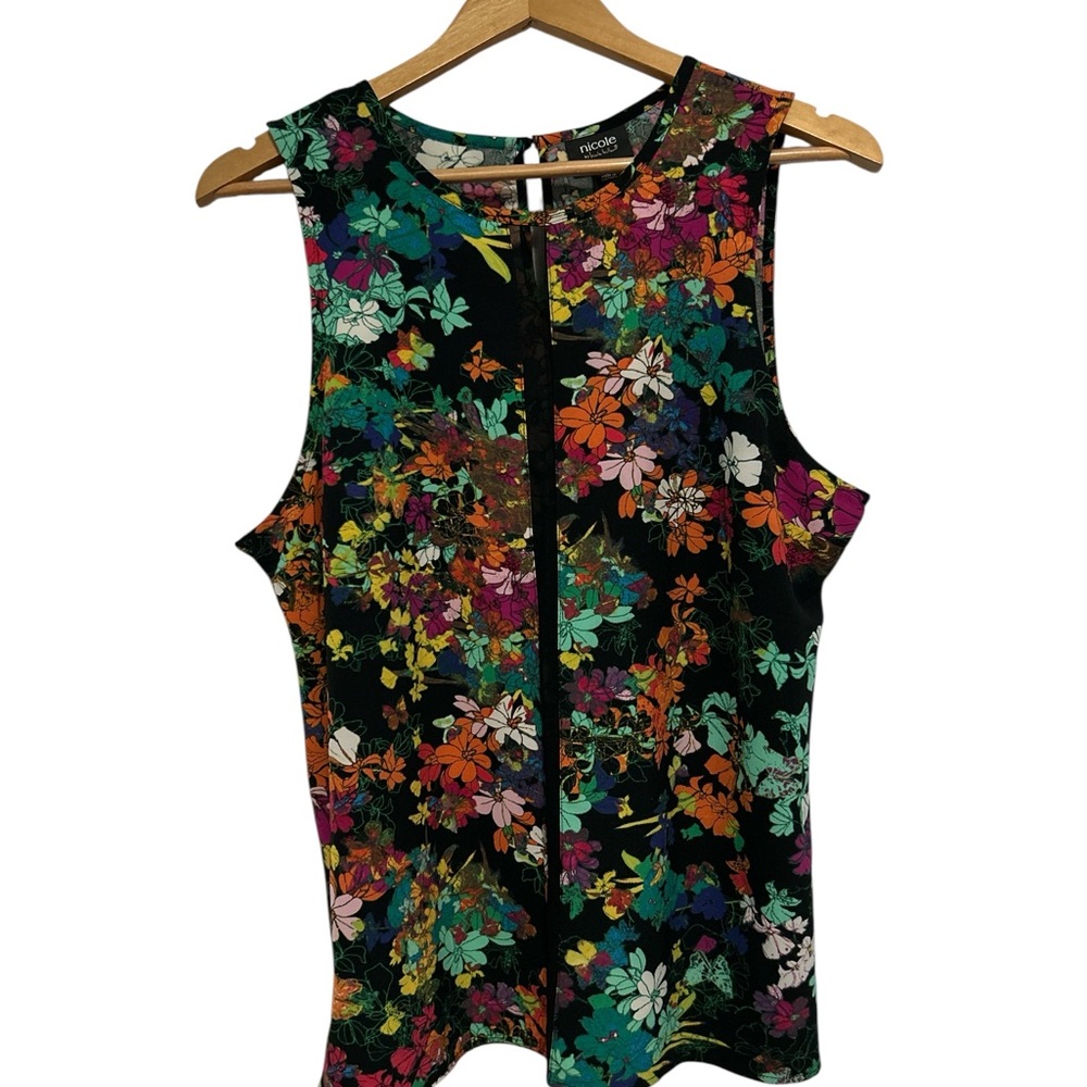 Nicole Miller Sz Large Floral Sleeveless Top